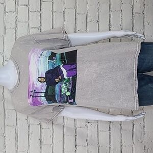 Licensed Band Merch West Coast's Own Ice Cube Graphic Stone Wash Tee Light Gray